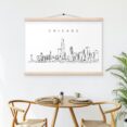 Chicago Skyline Wall Art with Magnetic Wood Hanger - Dining - Light