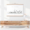 Chicago Skyline Wall Art with Magnetic Wood Hanger - Sideboard - Light