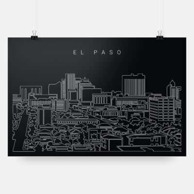 El Paso Skyline Art Print - Dark
