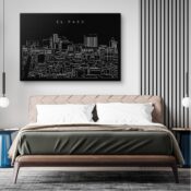 El Paso Skyline Canvas Art Print - Bed Room - Dark