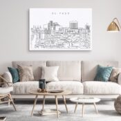 El Paso Skyline Canvas Art Print - Living Room