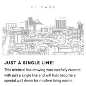 El Paso Skyline Continuous Line Drawing Art Work