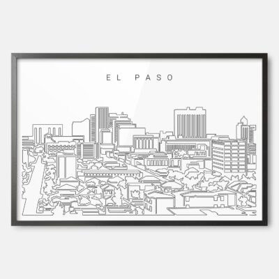 Framed El Paso Skyline Wall Art