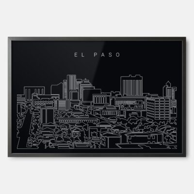 Framed El Paso Skyline Wall Art - Dark