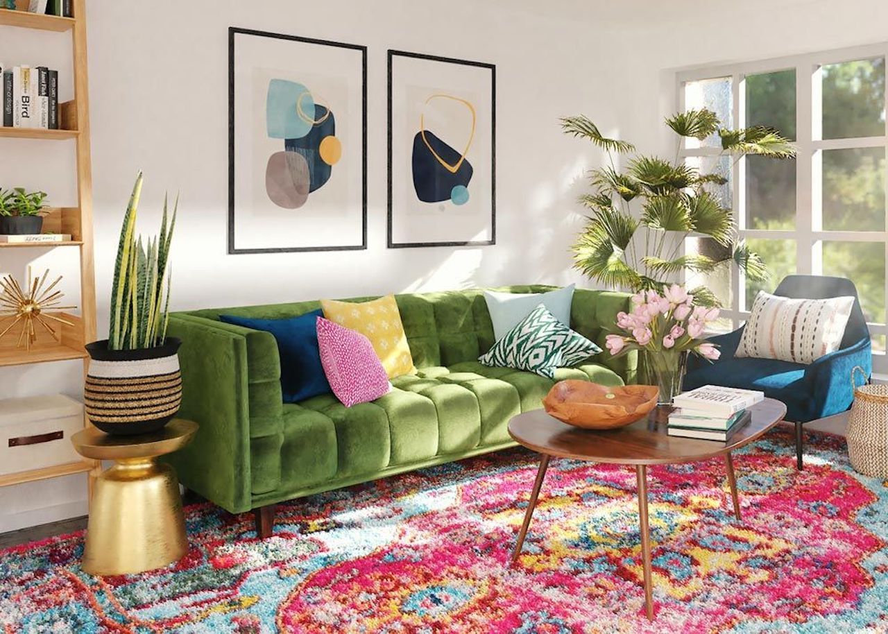 maximalism interior design colorful living room color palette
