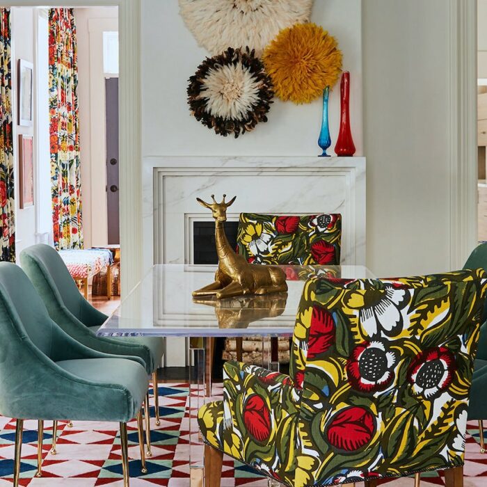 maximalism interior design dining room bold colors giraffe