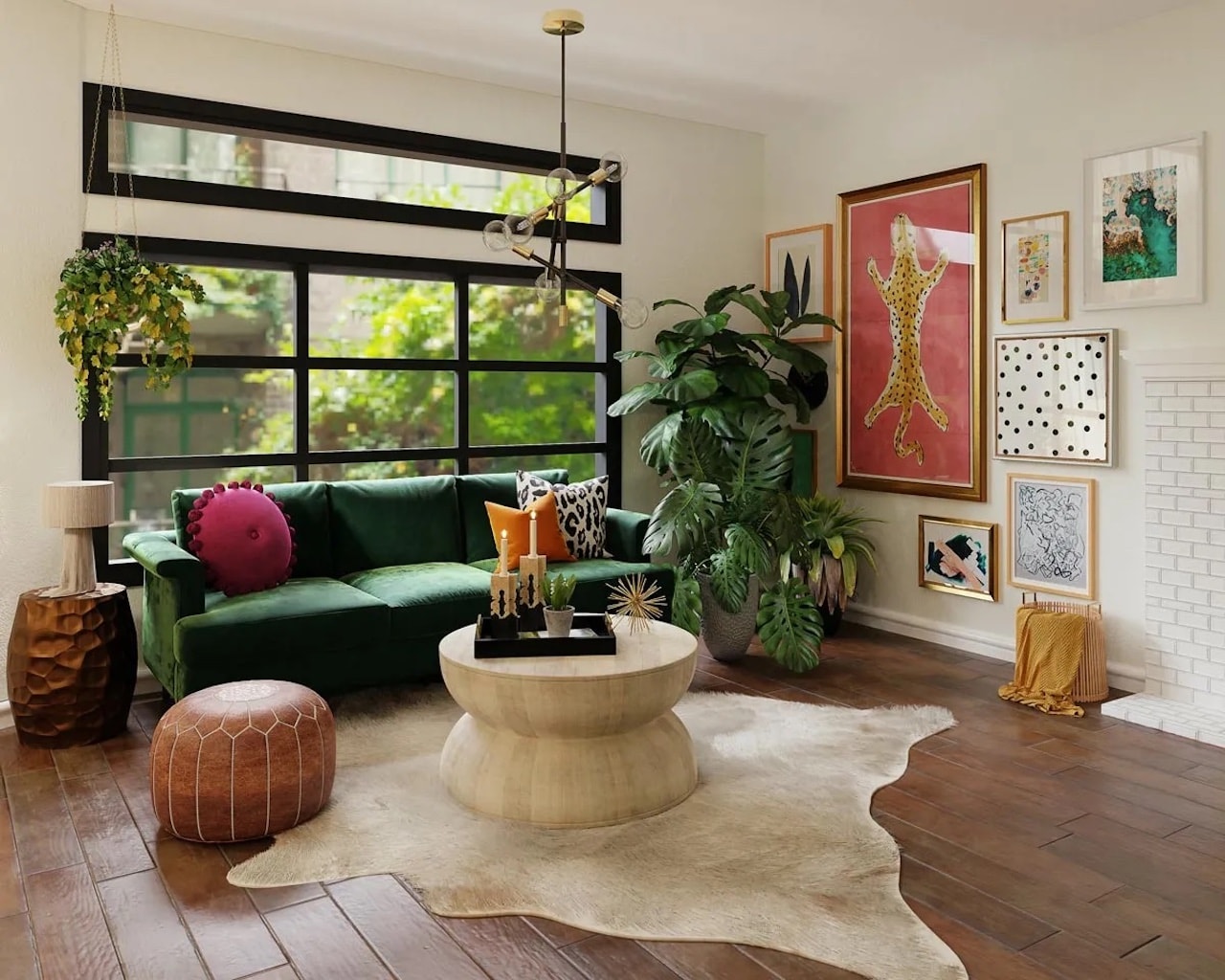 maximalism interior design living room bold colors rugs