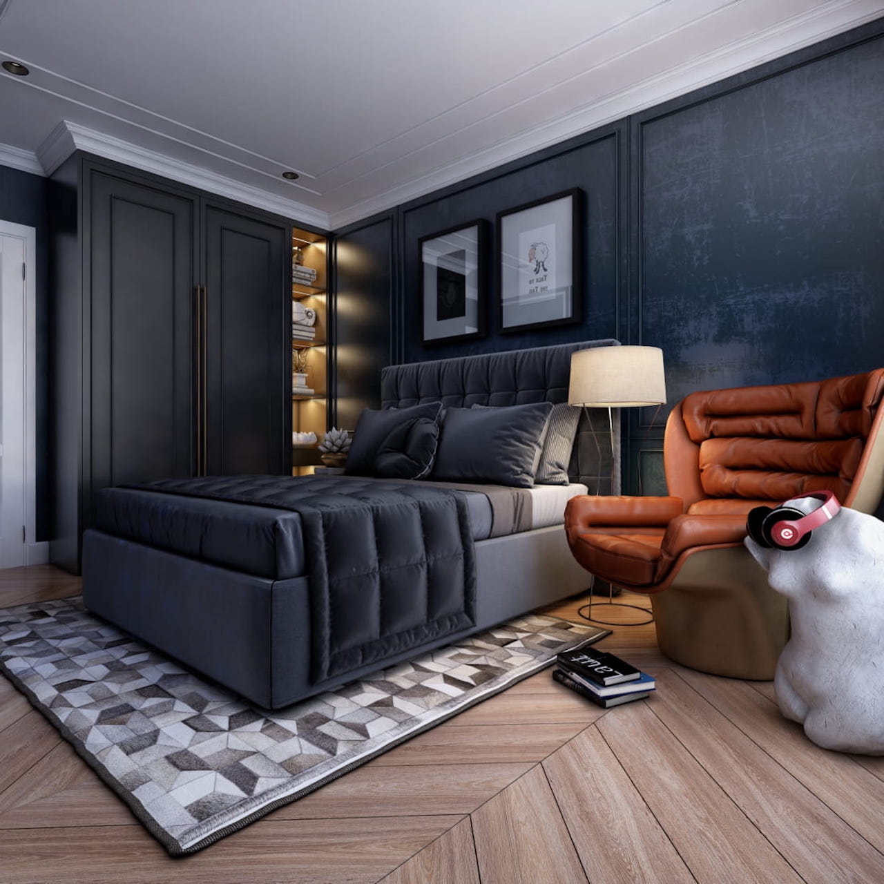 Black Luxury Bedroom Leather Chair Beats