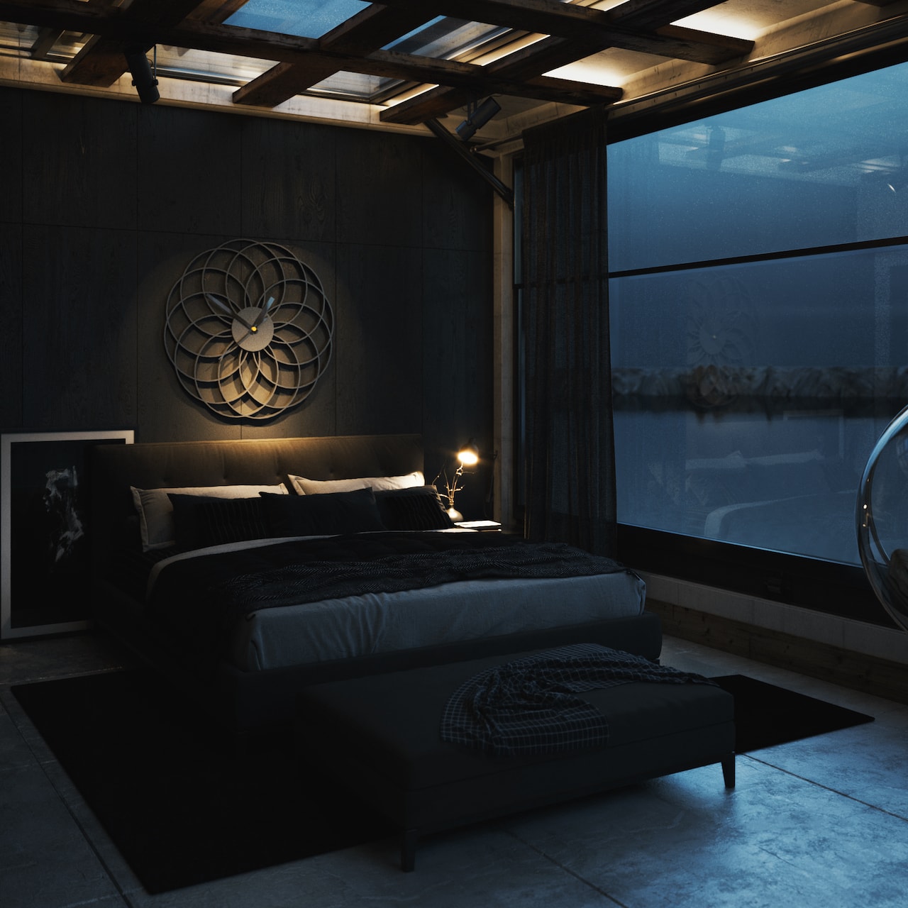 Black Luxury Bedroom Modern Clock