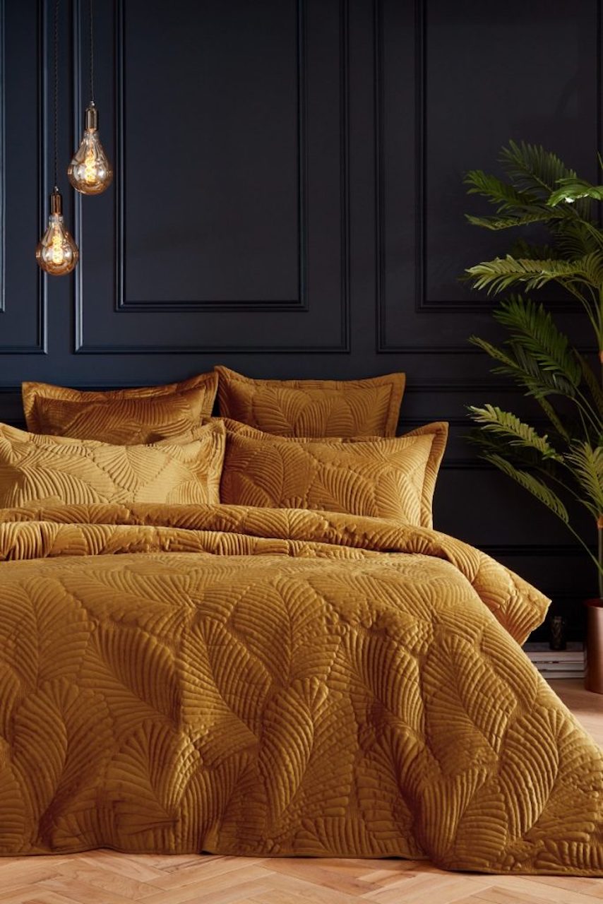 Black Luxury Bedroom Pop of Color Gold Bedding