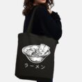 Ramen Noodle Tote Bag - Black - Lifestyle