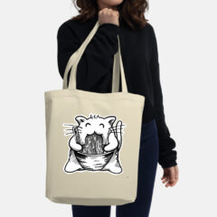 Ramen Noodle Tote Bag for Cat Lover - Oyster - Lifestyle
