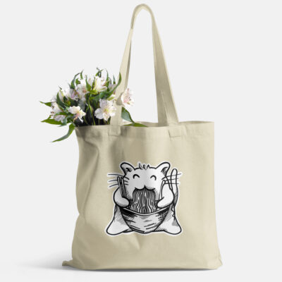 Ramen Noodle Tote Bag for Cat Lover - Oyster - Main