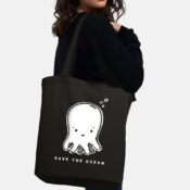 Save The Ocean Octopus Tote Bag - Black - Lifestyle