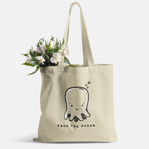 Save The Ocean Octopus Tote Bag