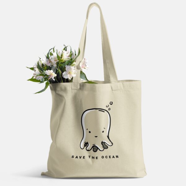 Save The Ocean Octopus Tote Bag - Oyster - Main