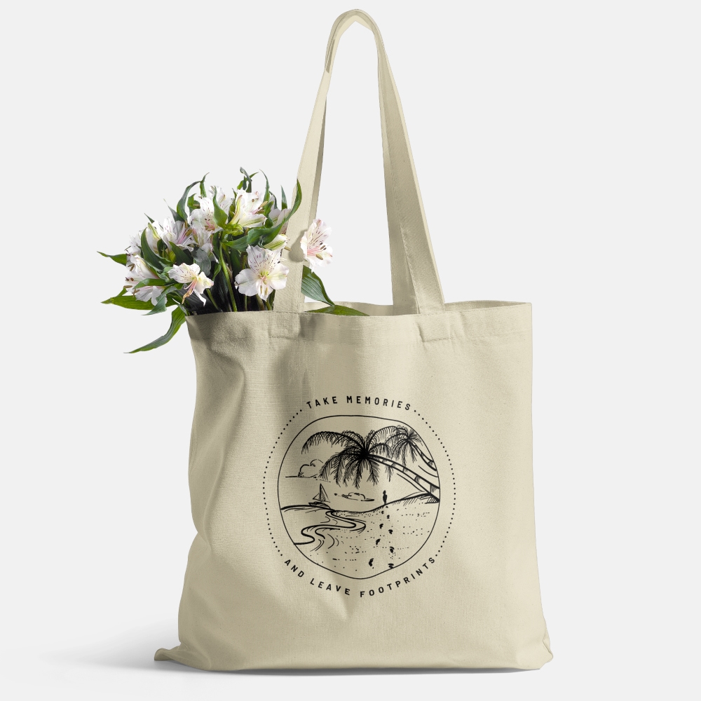 Take Memories and Leave Footprints Travel Tote Bag - Oyster - Main
