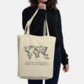 Travel Tote Bag with world map line art - Oyster - Lifestyle