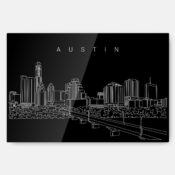 Austin Texas Line Art Metal Print Wall Art - Main - Dark