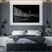 Baltimore Skyline Metal Print - Bedroom - Dark
