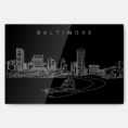 Baltimore Skyline Metal Print Wall Art - Dark
