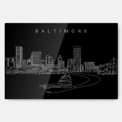 Baltimore Skyline Metal Print Wall Art - Dark