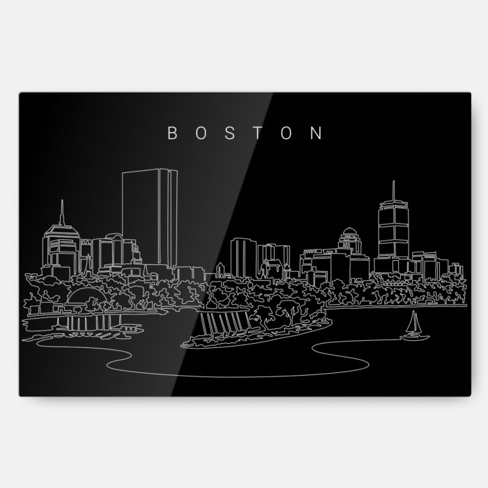 Boston Charles River Metal Print Wall Art - Dark