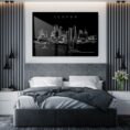 Boston Skyline Metal Print - Bedroom - Dark