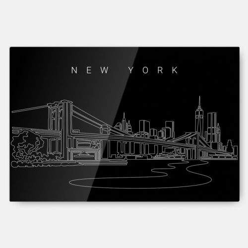 Brooklyn Bridge Line Art Metal Print Wall Art - Dark