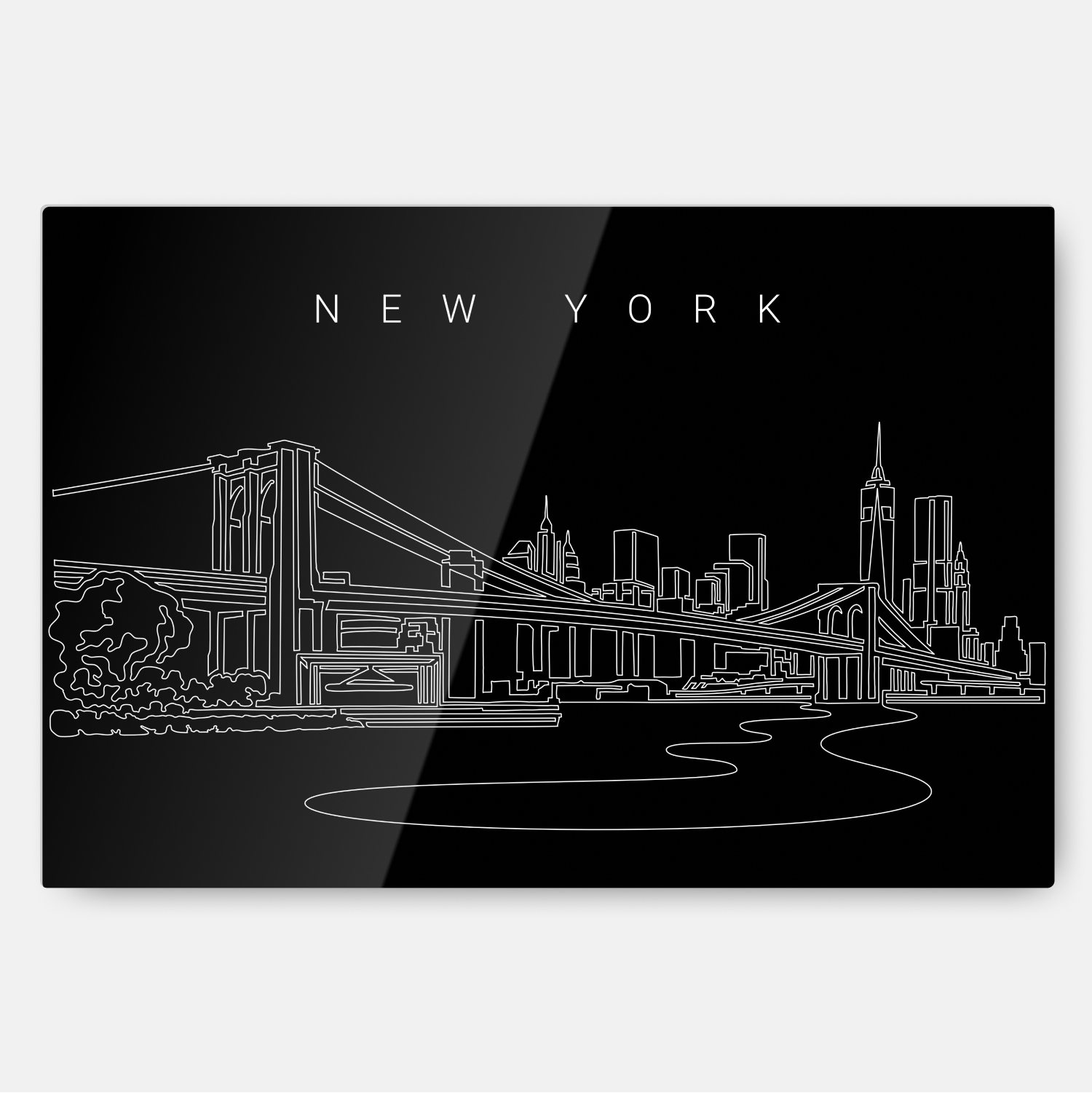 Brooklyn Bridge Line Art Metal Print