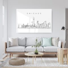 Chicago Skyline Metal Print - Light - Living Room