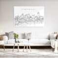 Cincinnati Line Art Metal Print - Living Room - Light