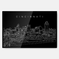 Cincinnati Line Art Metal Print Wall Art - Dark