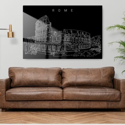 Colosseum Line Art Metal Print Living Room Dark