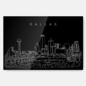 Dallas Texas Line Art Metal Print Wall Art - Dark