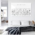 Denver Skyline Line Art Metal Print - Bed Room - Light