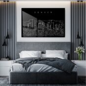 Denver Skyline Line Art Metal Print - Bedroom - Dark