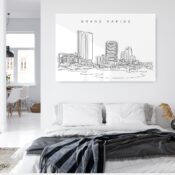 Grand Rapids Skyline Art Metal Print - Bed Room - Light