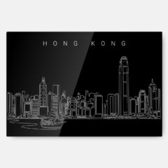 Hong Kong Line Art Metal Print Wall Art - Main - Dark