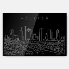 Houston Texas Line Art Metal Print Wall Art - Dark