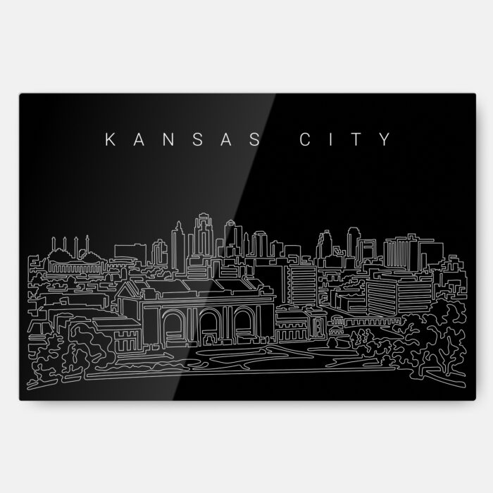Kansas City Line Art Metal Print Wall Art - Main - Dark