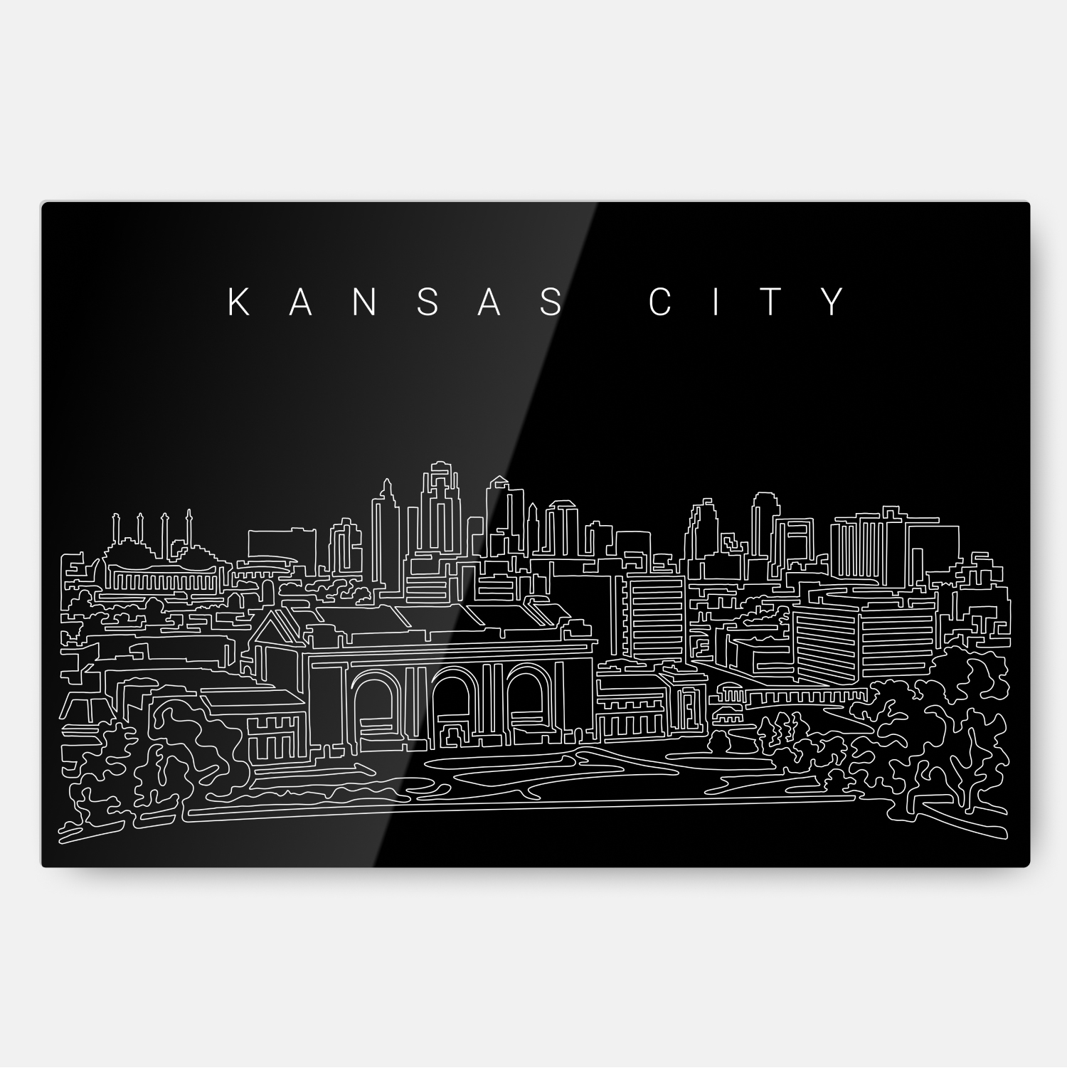 Kansas City Line Art Metal Print Wall Art - Main - Dark