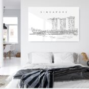 Marina Bay Sands Line Art Metal Print - Bed Room - Light