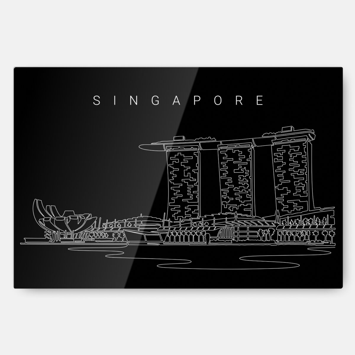 Singapore Marina Bay Sands Line Art Metal Print