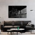Minneapolis Line Art Metal Print - Living Room - Dark