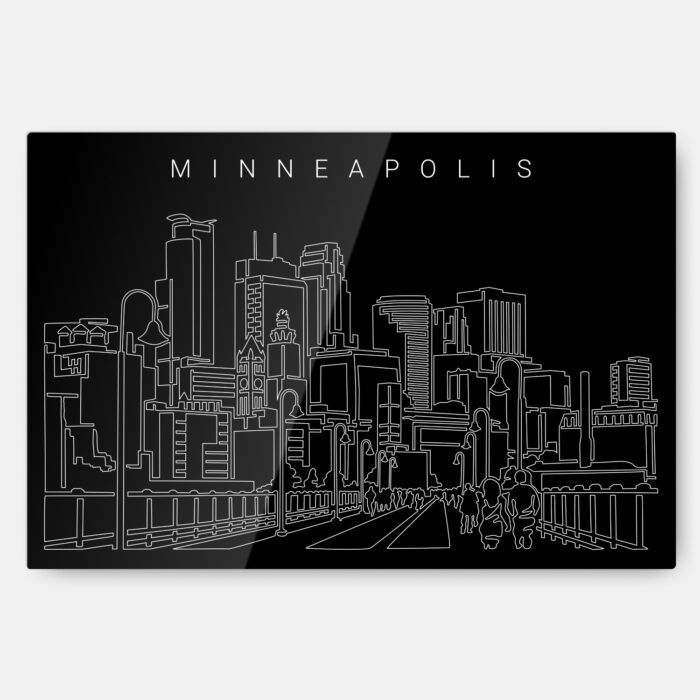 Minneapolis Line Art Metal Print Wall Art - Main - Dark