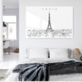 Paris Eiffel Tower Line Art Metal Print - Bed Room - Light
