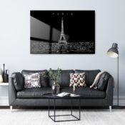 Paris Eiffel Tower Line Art Metal Print - Living ROom - Light-1