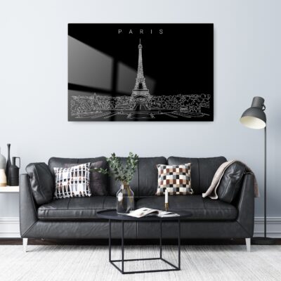 Paris Eiffel Tower Line Art Metal Print Living ROom Light 1