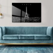 Paris Eiffel Tower Line Art Metal Print - Living Room - Dark